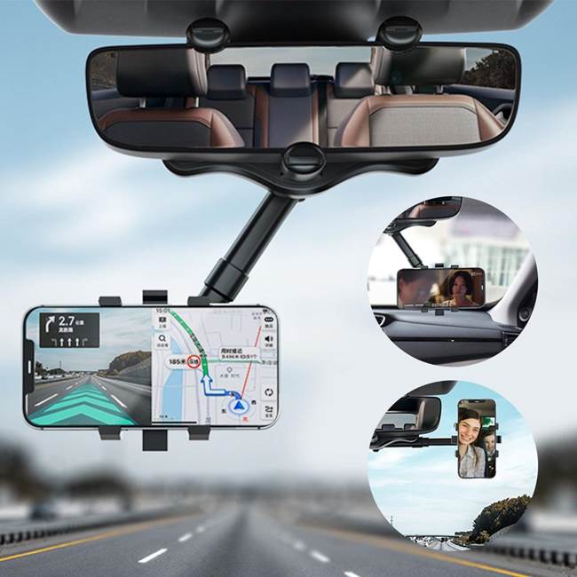 Держатель для телефона на зеркало заднего вида с 360° для автомобильного крепления телефона и держателем GPS