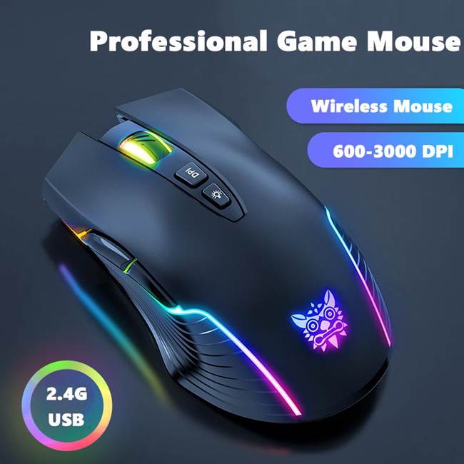 ONIKUMA Беспроводная игровая мышь USB 2,4G RGB Golwing 3000 точек на дюйм, удобная игровая мышь с аккумулятором большой емкости