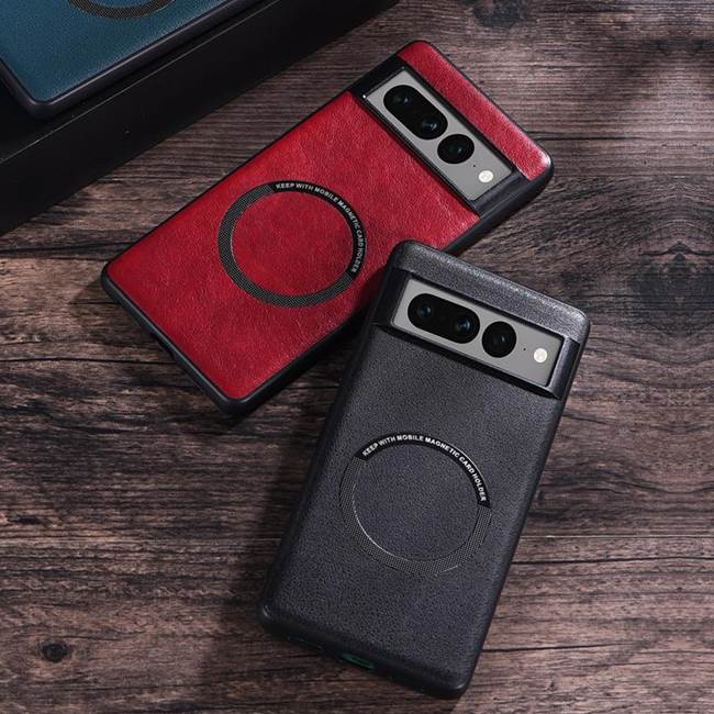 Магнитный кожаный чехол для Google Pixel 7 Pro  с беспроводной зарядкой 