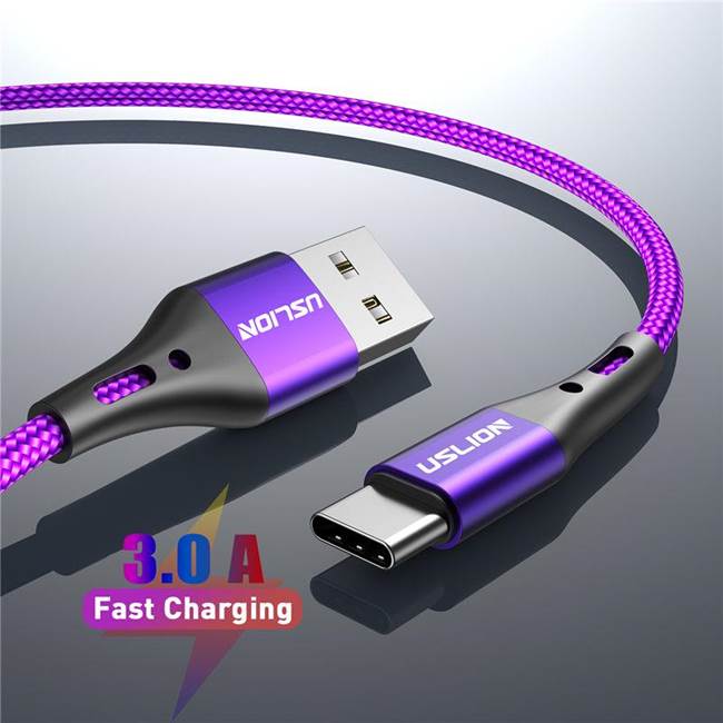 USLION Кабель USB типа C для Samsung S10 Huawei P30 Pro, провод для быстрой зарядки типа C, кабель для зарядки мобильного телефона