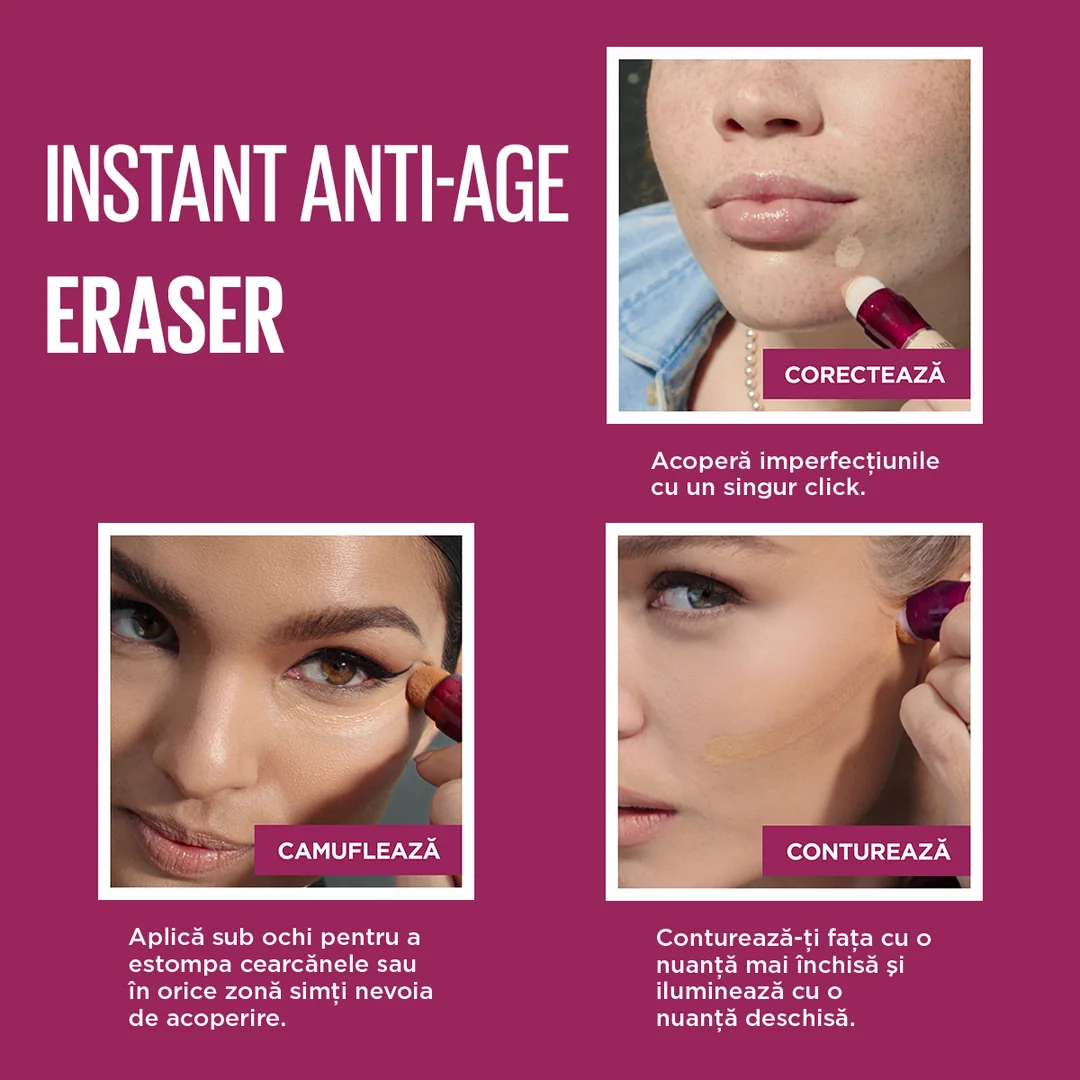 Corector universal Instant Anti Age Eraser 01 Light, 6.8ml, Maybelline 12